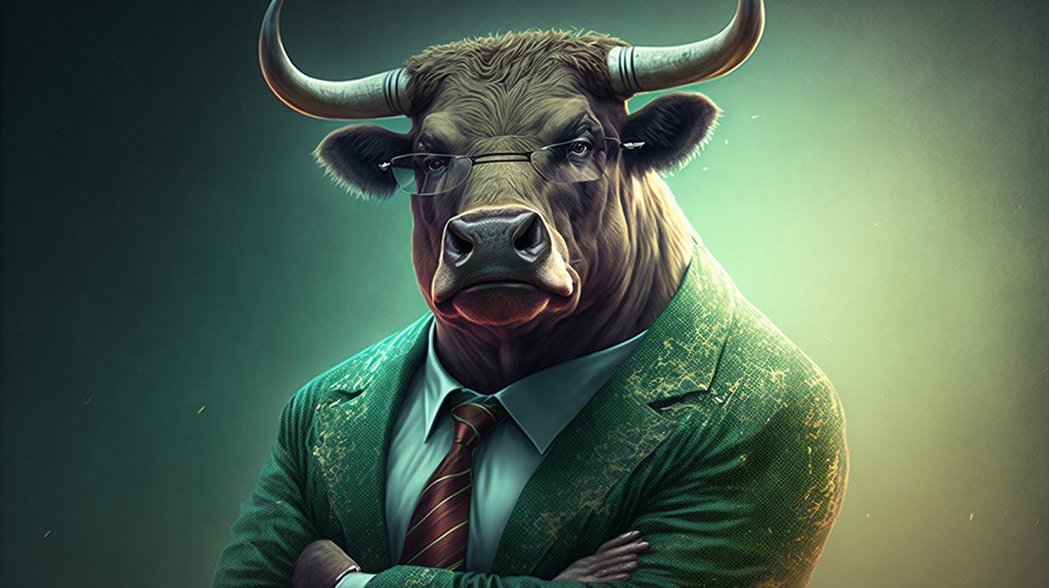 Bulle symbolisch für Bullenmarkt an der Börse