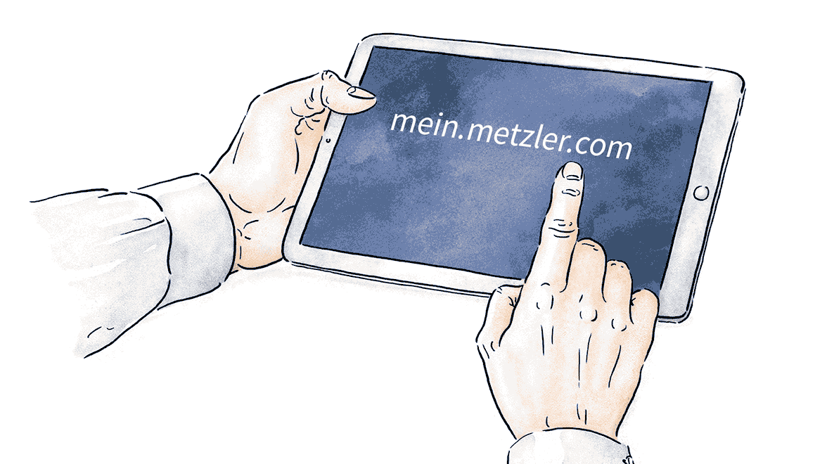 Tablet Kundenportal Illustration Tablet Kundenportal Metzler Private Banking