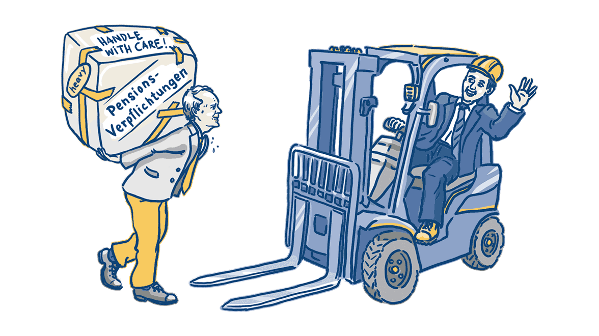 Illustration Gabelstapler Pensionsverpflichtungen